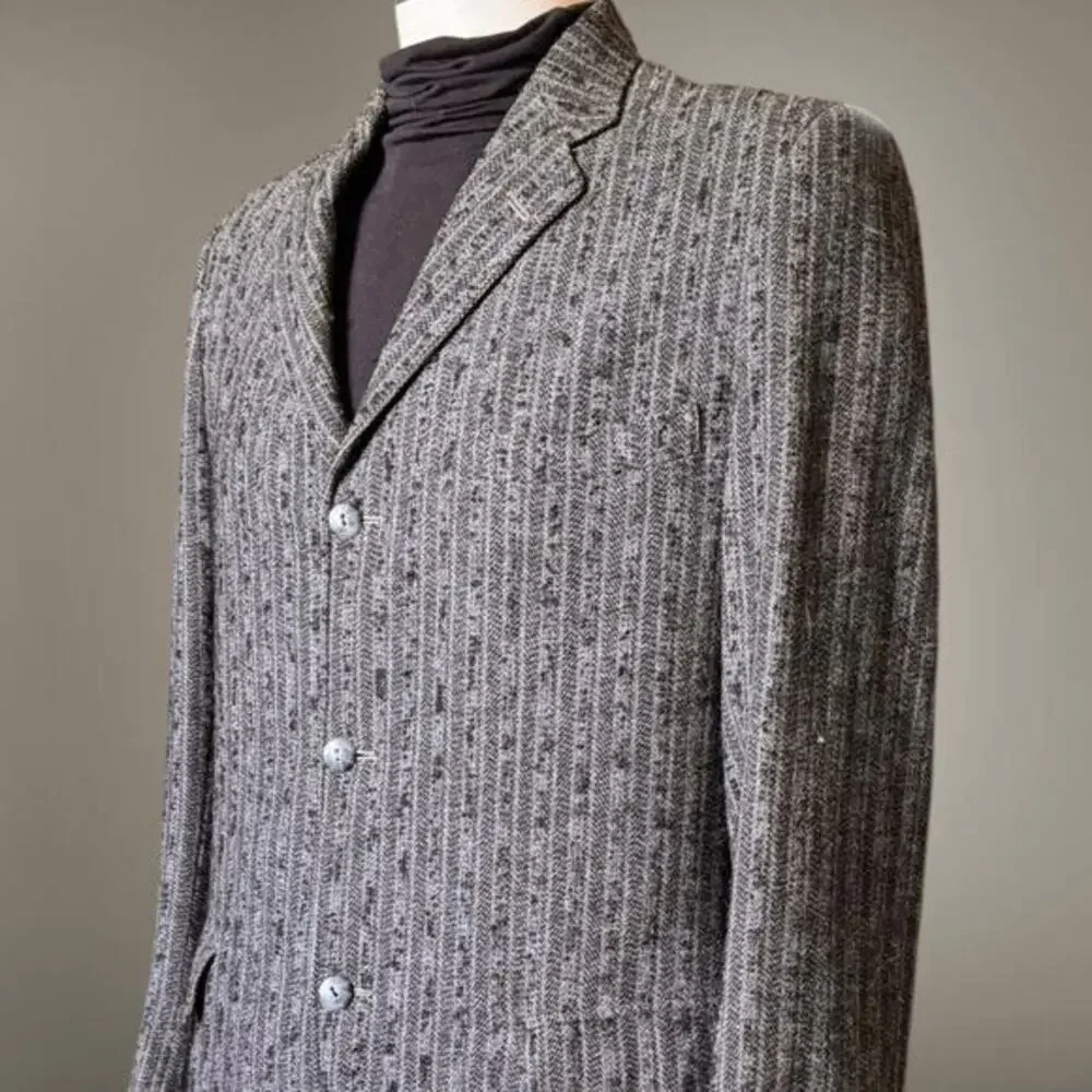 Vintage Harris Wool Tweed Blazer 38R Mod Jacket 1950s Grey 3 Button Sport Coat